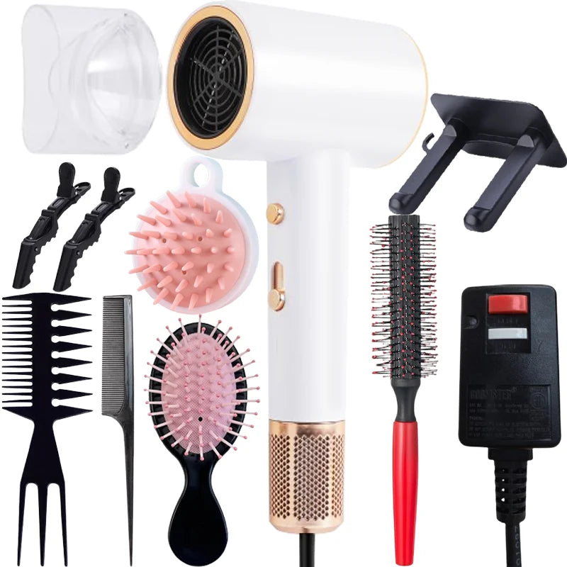 10 Piece Black Hair Dryer Set Hair Care Tools, Home Hair Salon Hair Dryer Multi-Speed Adjustable Blow Drying Hair Styling